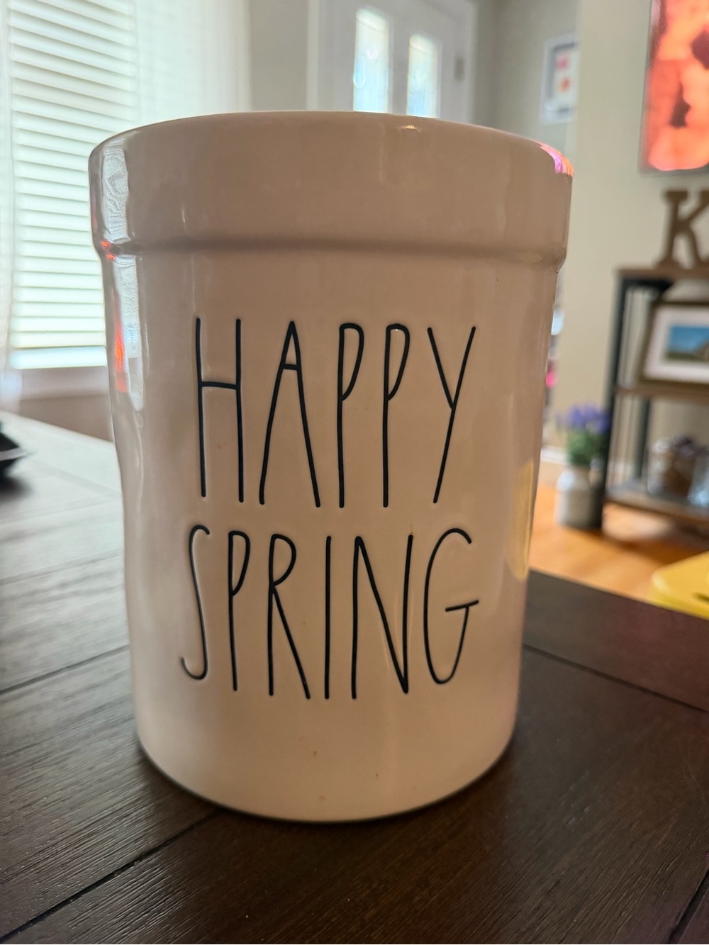 Rae Dunn White 'Happy Spring' Ceramic Utensil Crock